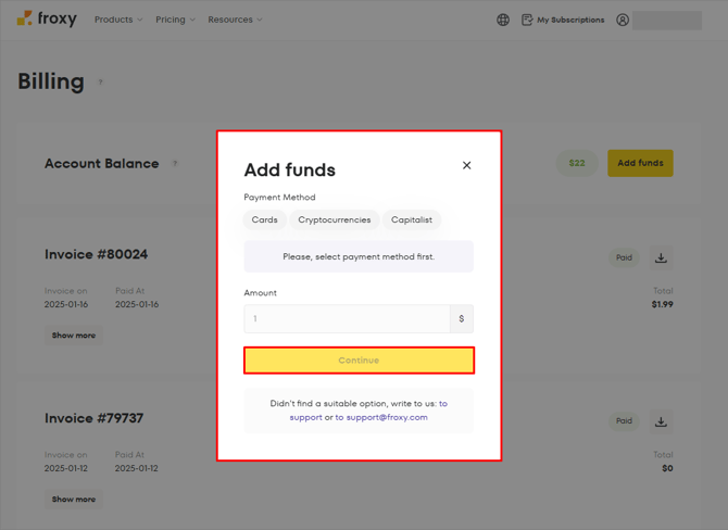 billing payment method