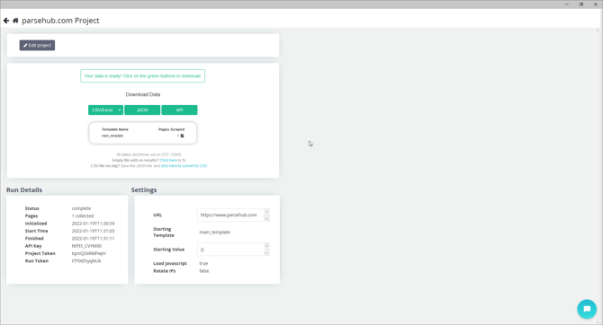 choose format to download data
