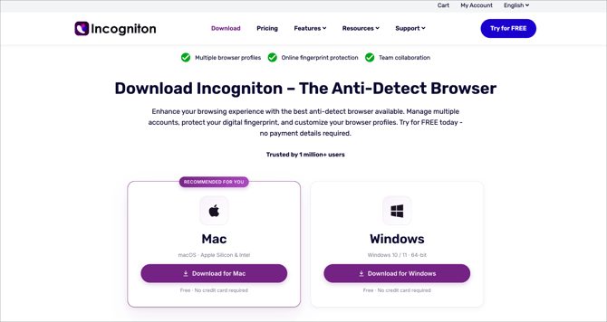 Скачайте актуальную версию Incogniton