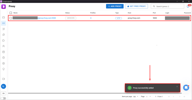 proxy successfully added