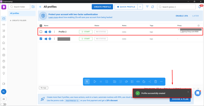 start froxy proxy with dolphine{anty}