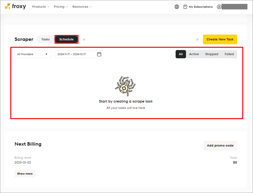 schedule view tasks
