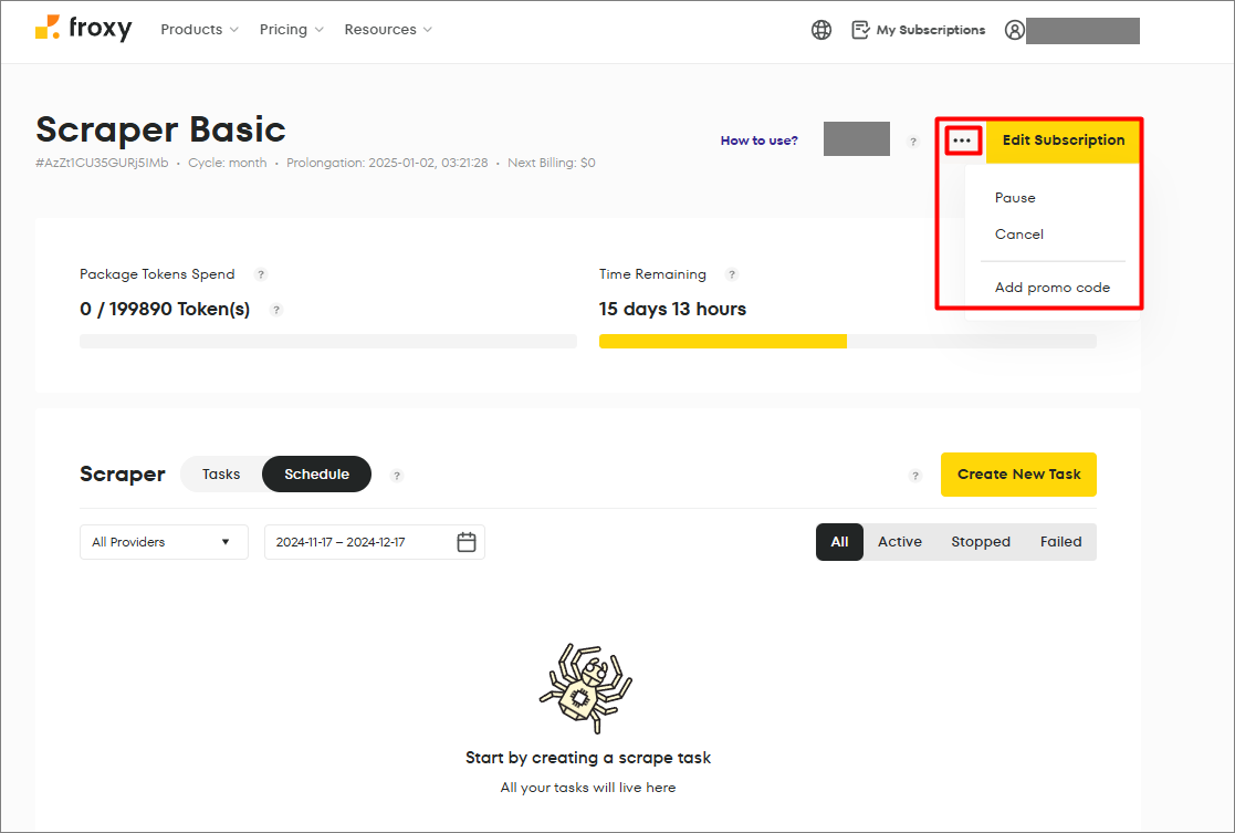 edit subscription